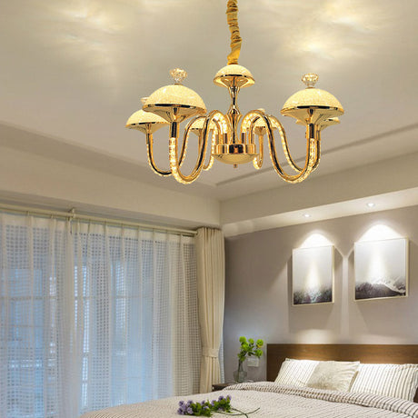 Modern K9 Crystal Pendant Chandelier With Frosted Glass Shade