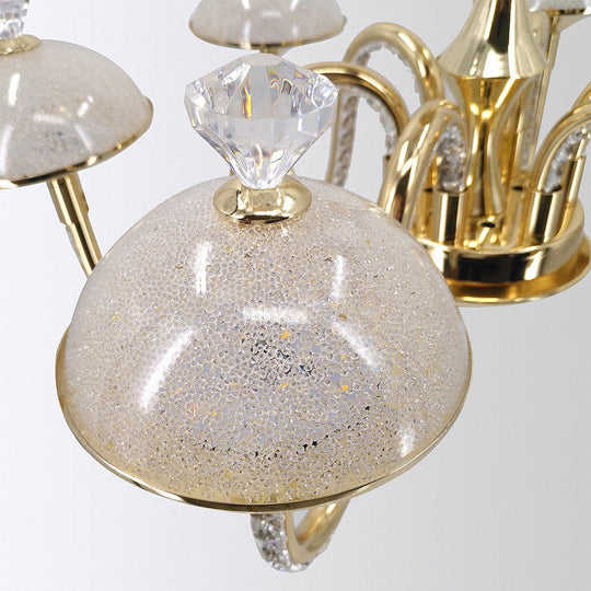 K9 Crystal Pendant Chandelier With Led Gold Hanging Light - Modernism Bowl Shape & Frosted Glass