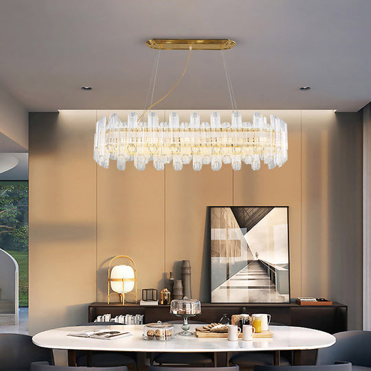 Modern Gold Crystal Led Chandelier - 10 Heads Pendant Light For Living Room