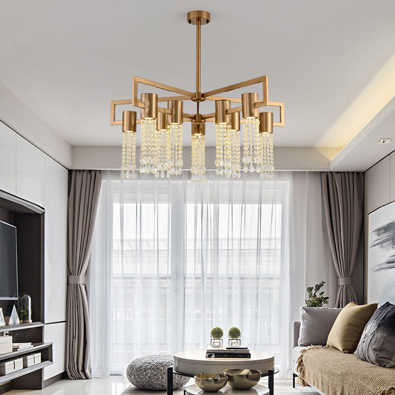 Modern 8/10 Bulb Led Gold Crystal Pendant Chandelier For Bedroom