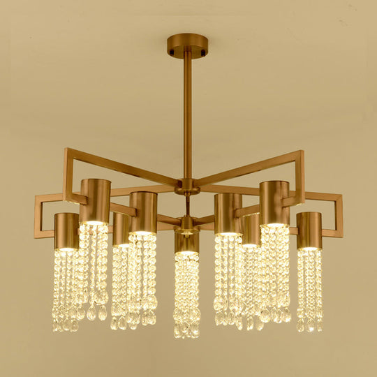 Modern Clear Crystal Pendant Chandelier With Led Lights - Gold Hanging Ceiling Light For Bedroom