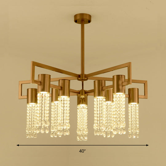 Modern 8/10 Bulb Led Gold Crystal Pendant Chandelier For Bedroom