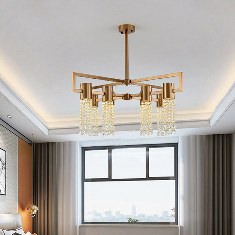 Modern 8/10 Bulb Led Gold Crystal Pendant Chandelier For Bedroom