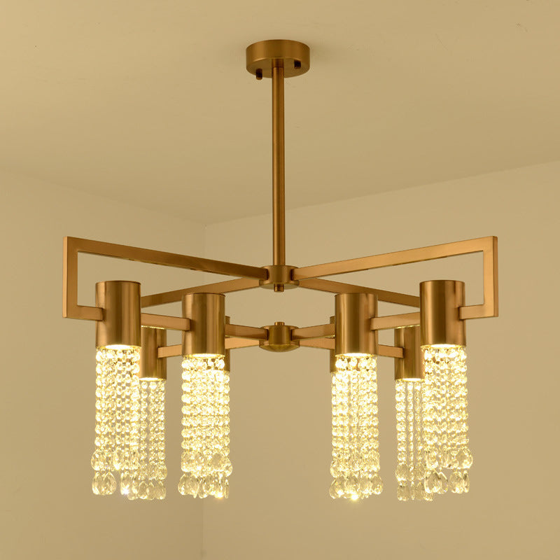 Modern 8/10 Bulb Led Gold Crystal Pendant Chandelier For Bedroom