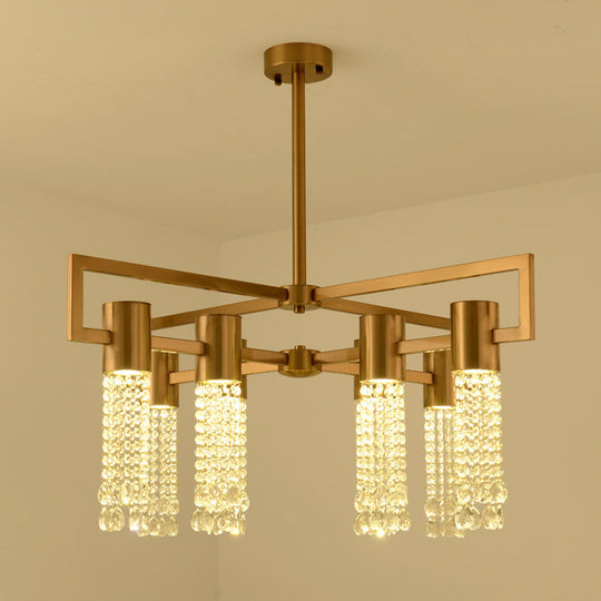 Modern 8/10 Bulb Led Gold Crystal Pendant Chandelier For Bedroom