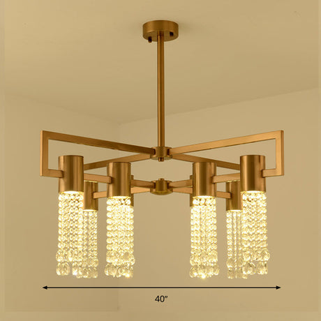 Modern Clear Crystal Pendant Chandelier With Led Lights - Gold Hanging Ceiling Light For Bedroom
