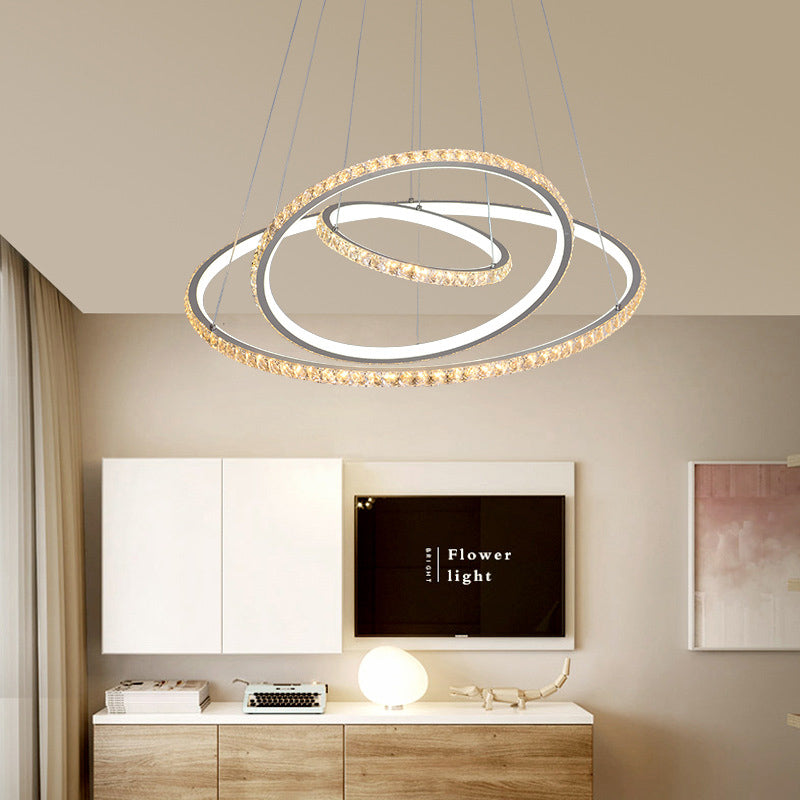 Modern Crystal Led 3-Tier Gold Chandelier With Dual Light Options / 3 Color