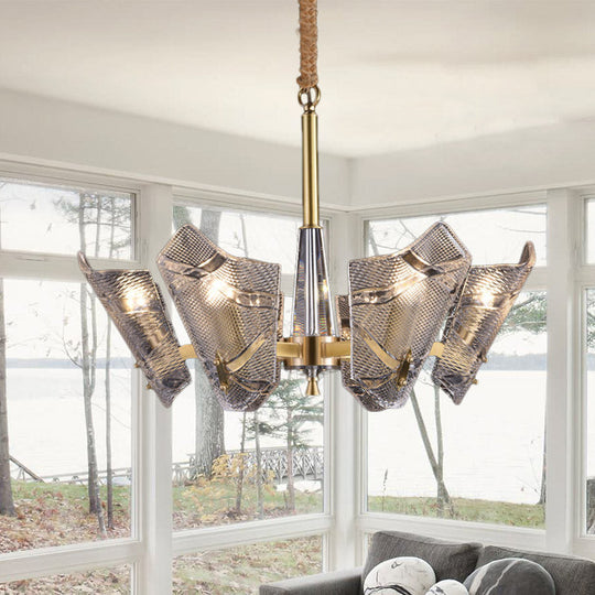 Modern Scrolled Crystal Chandelier Light Fixture - 6 Head Pendant For Kitchen