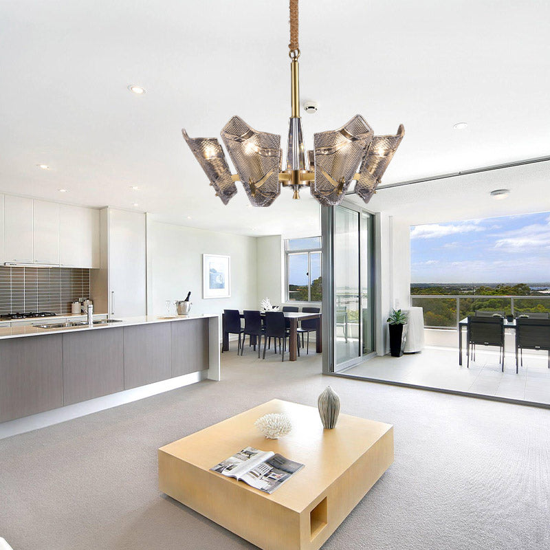 Modern Clear Crystal Chandelier - 6 Head Suspension Pendant For Kitchen