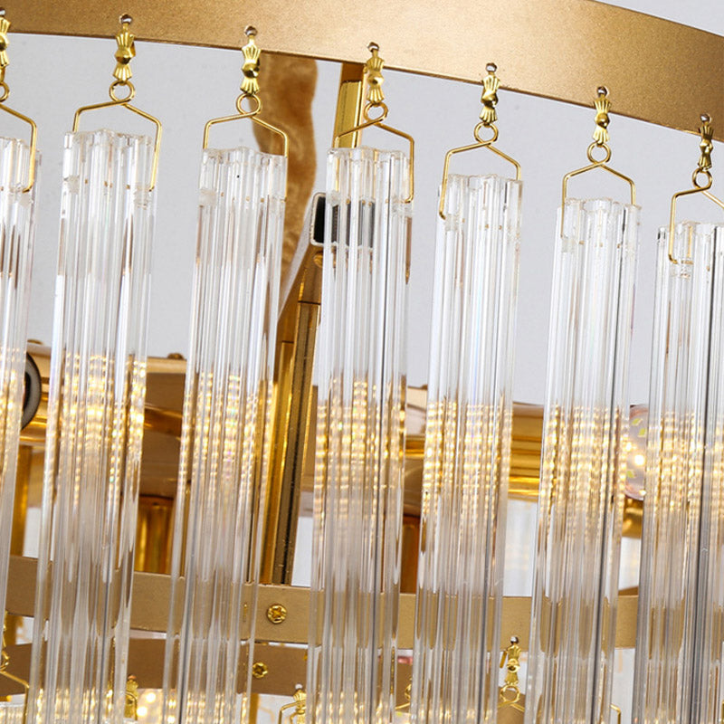 Modern Gold 10-Head Tiered Led Crystal Pendant Chandelier Light For Living Room Lighting