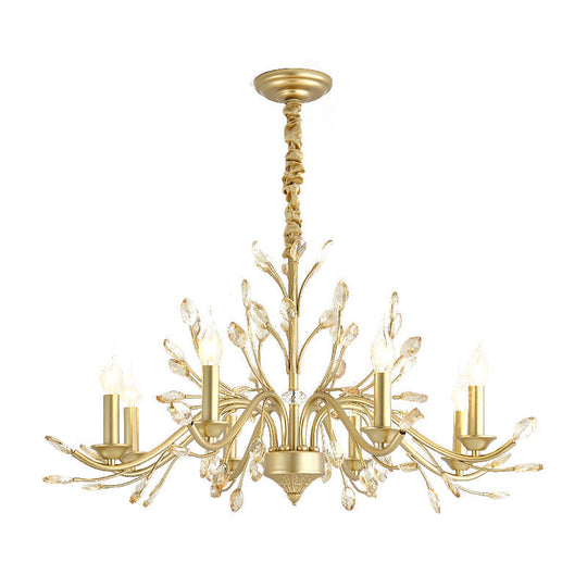 Modern Crystal Pendant Chandelier With Brass Hanging Light - 5/6/8 Bulbs 22/27.5/31.5 Width
