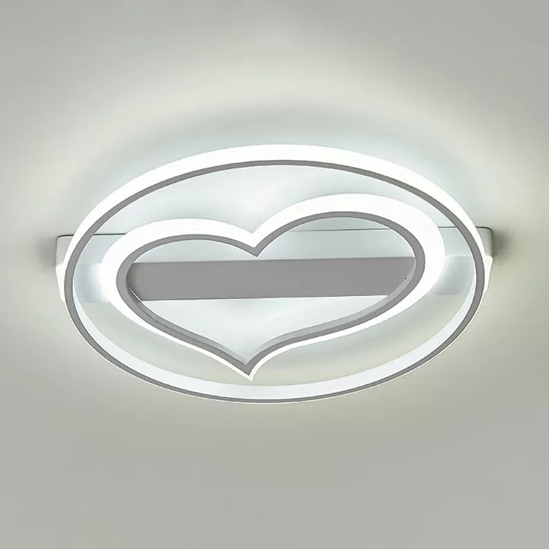 Stylish Loving Heart Acrylic Flush Ceiling Light For Study Room - Modern Design White / 16’