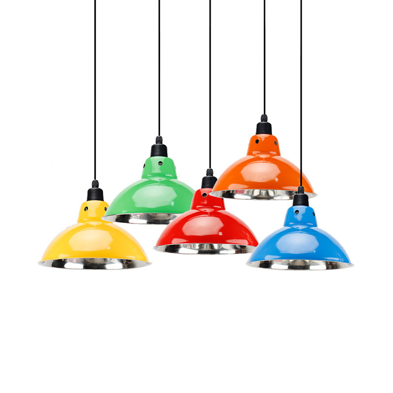 Dome Industrial Stainless Steel Ceiling Pendant Lighting - 13’/16.5’ Width 1 Head Black/Gray