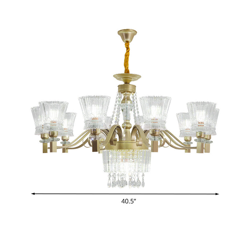 Sputnik Crystal Chandelier - Contemporary Ceiling Light With 11/13/15 Satin Brass Heads 37.5/40.5/41