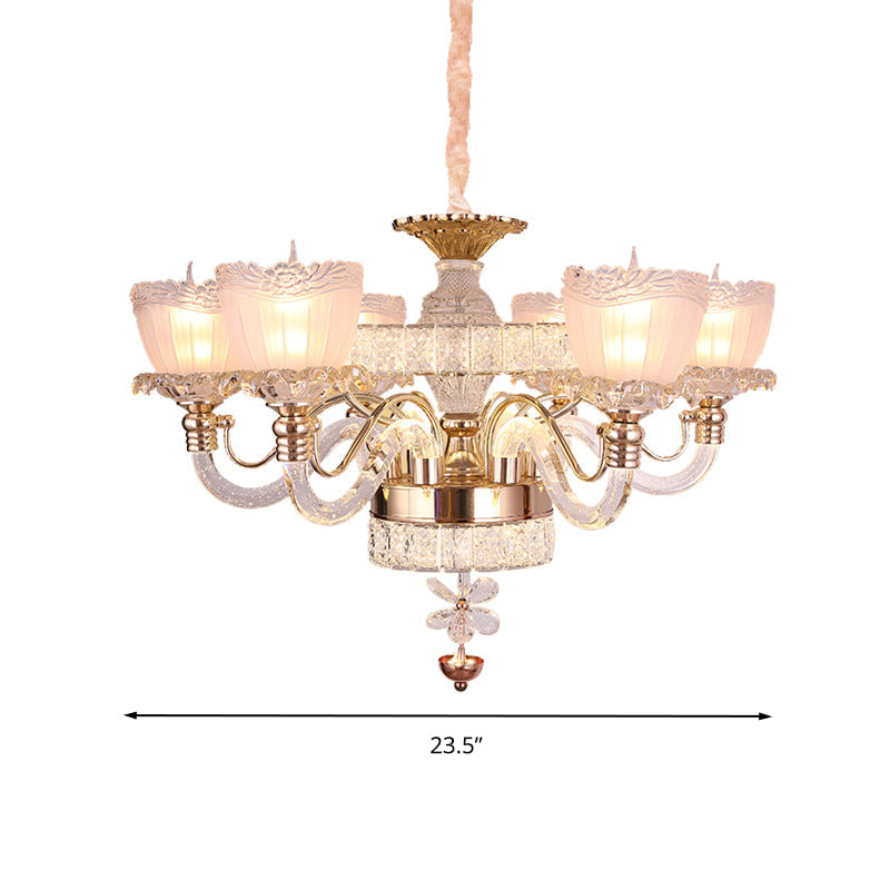 Rose Gold Crystal Chandelier With Contemporary 6 Heads