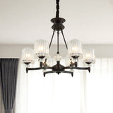 Contemporary Black Suspension Lighting - Crystal Rod Hanging Lamp Kit With Multiple Head Options And