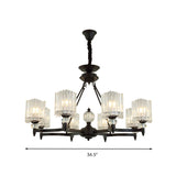 Contemporary Black Suspension Lighting - Crystal Rod Hanging Lamp Kit With Multiple Head Options And