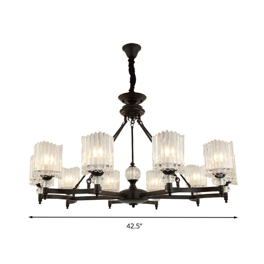 Contemporary Black Suspension Lighting - Crystal Rod Hanging Lamp Kit With Multiple Head Options And