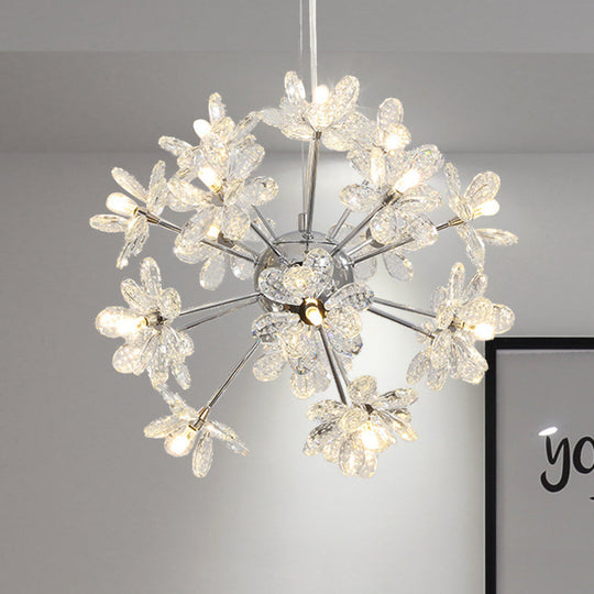 Contemporary Crystal Starburst Ceiling Light Fixture - Chrome/Gold Chandelier Pendant Multi-Head