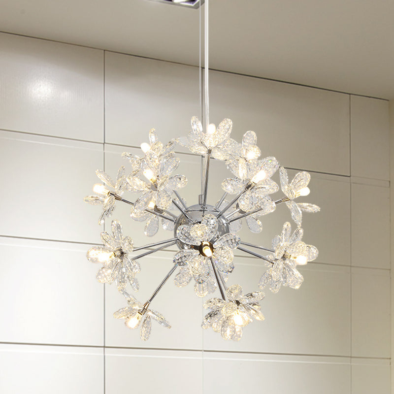 Contemporary Crystal Starburst Ceiling Light Fixture Chrome/Gold Chandelier Pendant Gold / 18