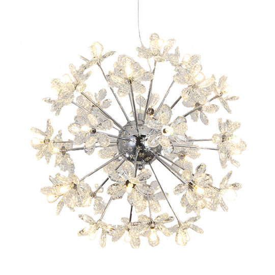 Contemporary Crystal Starburst Ceiling Light Fixture - Chrome/Gold Chandelier Pendant Multi-Head