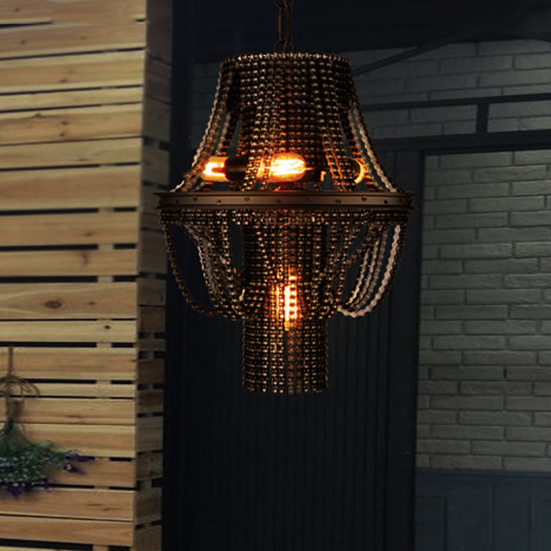 4-Light Industrial Iron Black Chandelier Pendant Light Lighting
