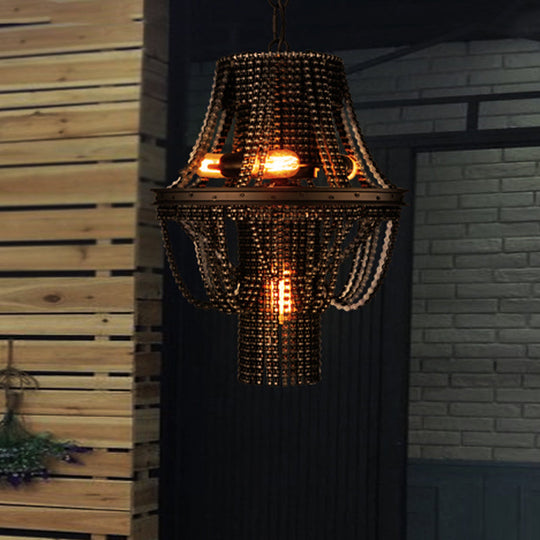 4-Light Industrial Iron Black Chandelier Pendant Light Lighting