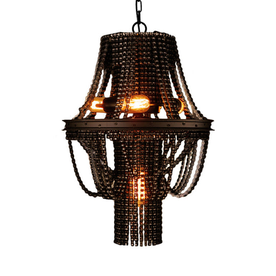 4-Light Industrial Iron Black Chandelier Pendant Light Lighting
