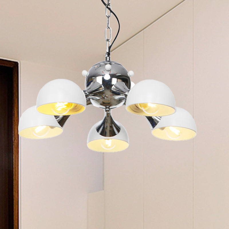 Industrial Dome Hanging Light Fixture - Metallic 3/4/5 Heads Chandelier Lamp For Living Room