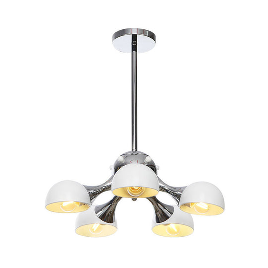 Industrial Dome Hanging Light Fixture - Metallic 3/4/5 Heads Chandelier Lamp For Living Room