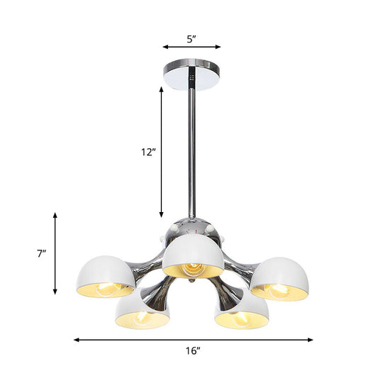 Industrial Dome Hanging Light Fixture - Metallic 3/4/5 Heads Chandelier Lamp For Living Room