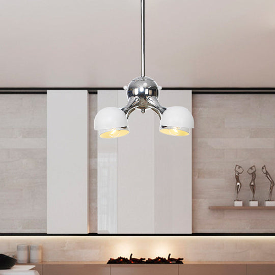 Industrial Dome Hanging Light Fixture - Metallic 3/4/5 Heads Chandelier Lamp For Living Room