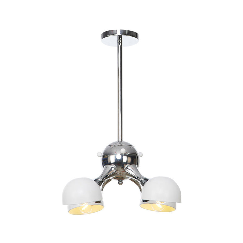 Industrial Dome Hanging Light Fixture - Metallic 3/4/5 Heads Chandelier Lamp For Living Room