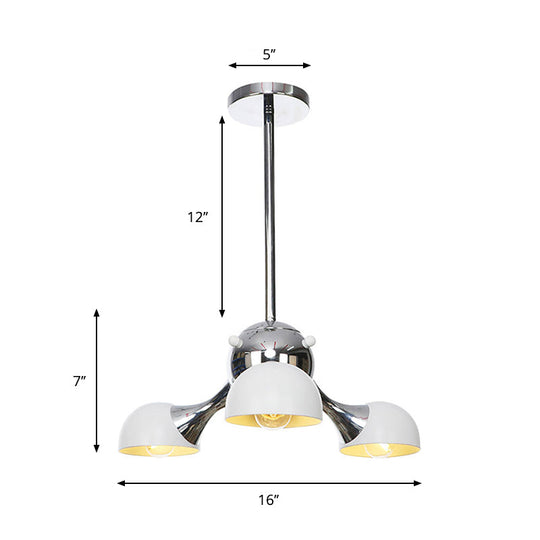 Industrial Dome Hanging Light Fixture - Metallic 3/4/5 Heads Chandelier Lamp For Living Room