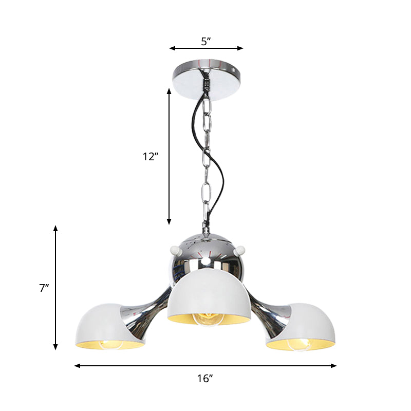 Industrial Dome Hanging Light Fixture - Metallic 3/4/5 Heads Chandelier Lamp For Living Room