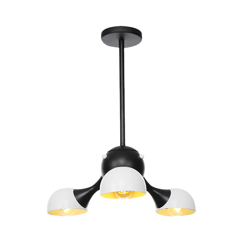 Industrial Dome Hanging Light Fixture - Metallic 3/4/5 Heads Chandelier Lamp For Living Room