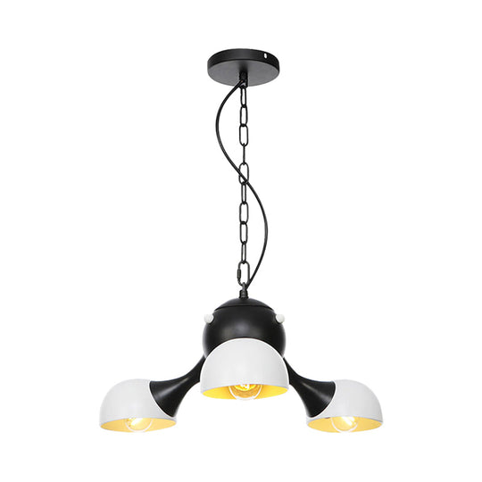 Industrial Dome Hanging Light Fixture - Metallic 3/4/5 Heads Chandelier Lamp For Living Room