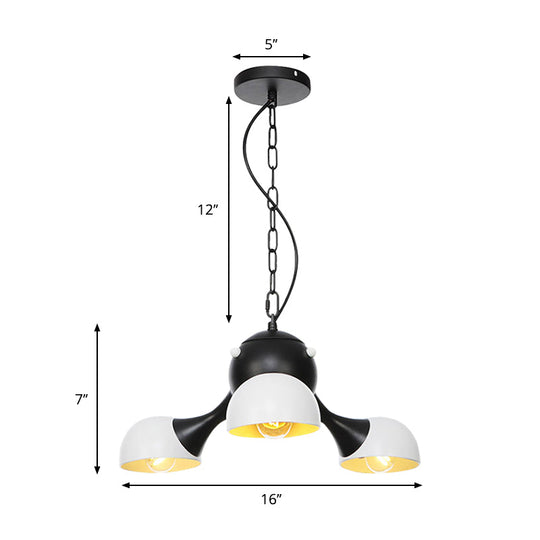 Industrial Dome Hanging Light Fixture - Metallic 3/4/5 Heads Chandelier Lamp For Living Room