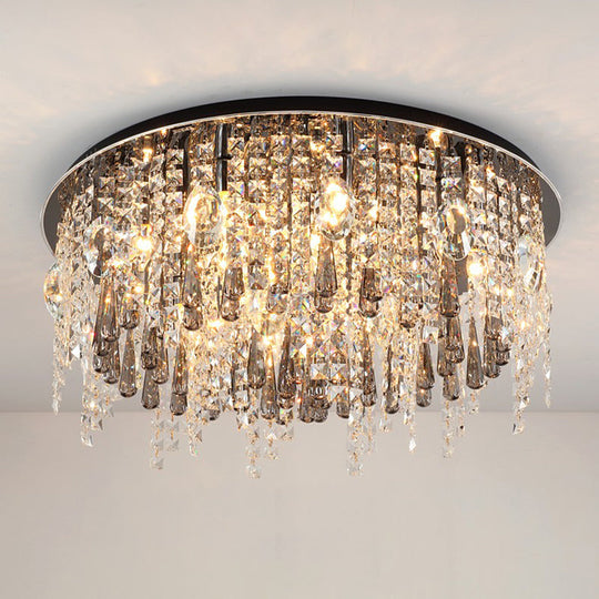 Modern Clear Crystal 12-Head Flush Mount Ceiling Fixture
