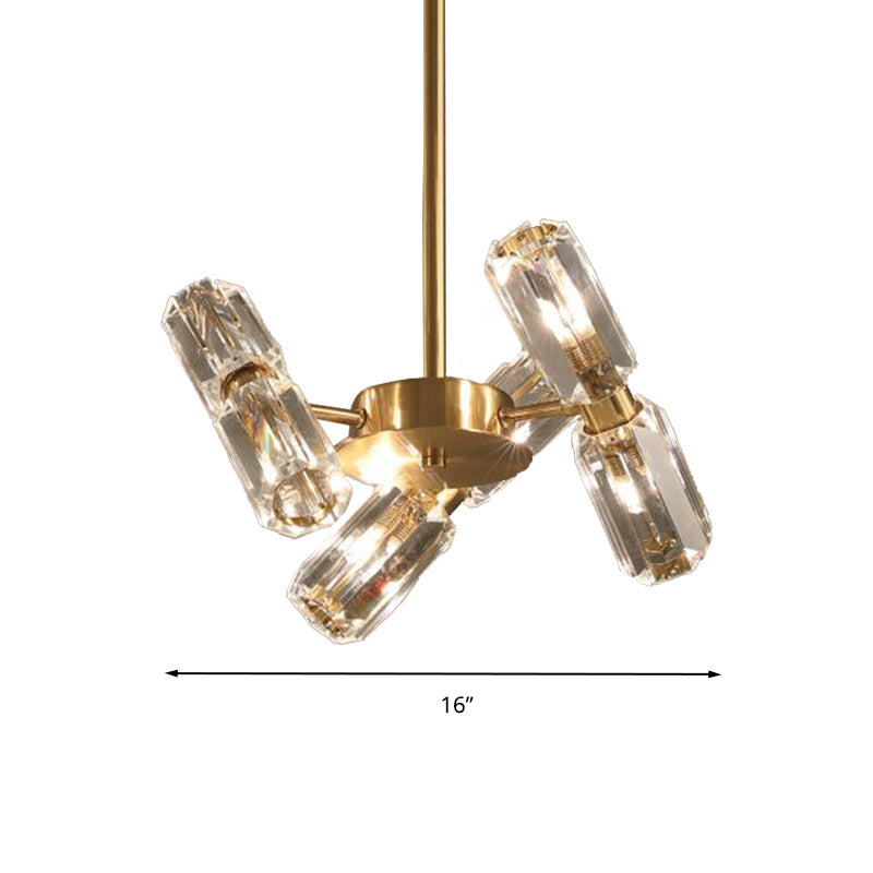 Contemporary Gold Tube Faceted Crystal Chandelier Lamp With 6/8/10 Bulbs - Hanging Ceiling Light