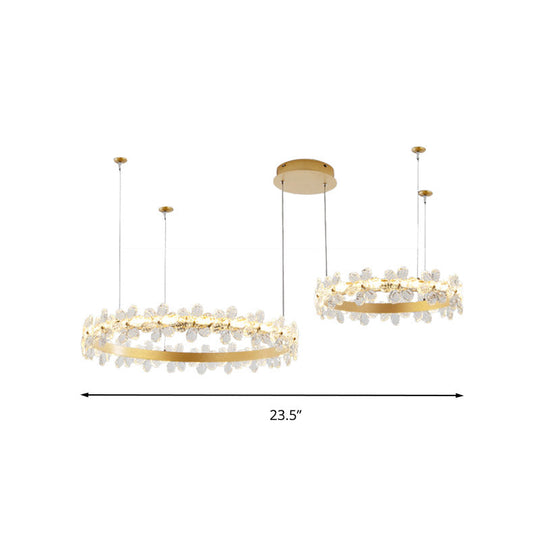 Modernist Crystal Led Circle Chandelier In Gold For Living Room - Elegant Ceiling Pendant Light