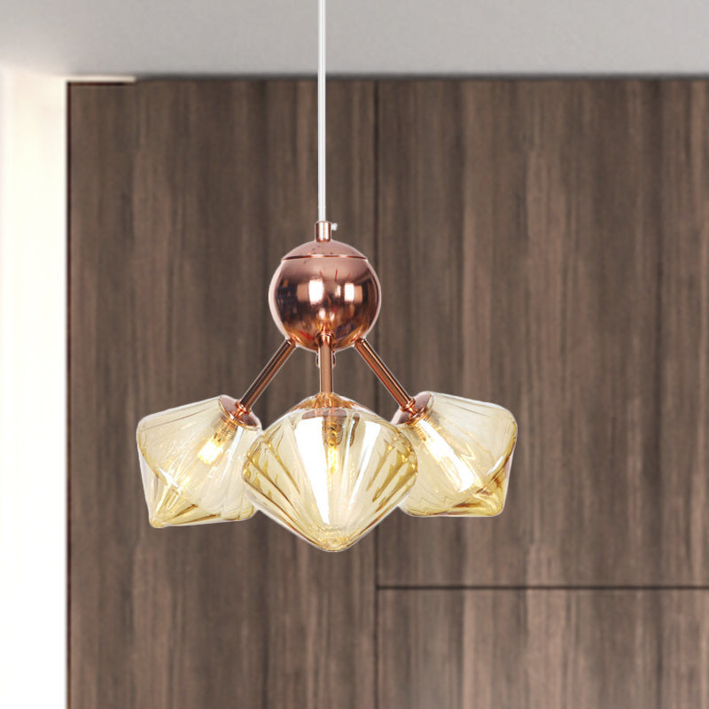 Farmhouse Style Diamond Chandelier: Amber/Clear Glass Multiple Light Options 13’/27.5’/34’ Wide