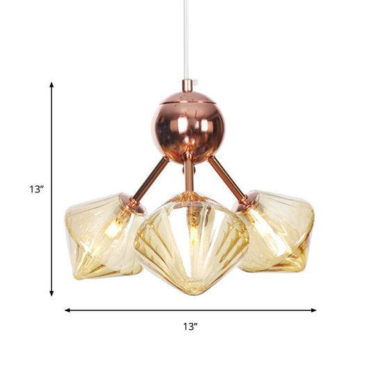 Farmhouse Style Diamond Chandelier: Amber/Clear Glass Multiple Light Options 13’/27.5’/34’ Wide