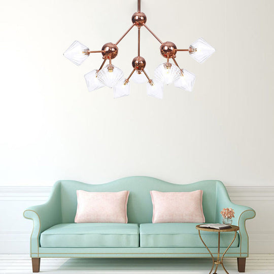 Farmhouse Style Diamond Chandelier: Amber/Clear Glass Multiple Light Options 13’/27.5’/34’ Wide