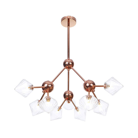 Farmhouse Style Diamond Chandelier: Amber/Clear Glass Multiple Light Options 13’/27.5’/34’ Wide