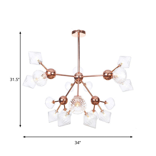 Farmhouse Style Diamond Chandelier: Amber/Clear Glass Multiple Light Options 13’/27.5’/34’ Wide