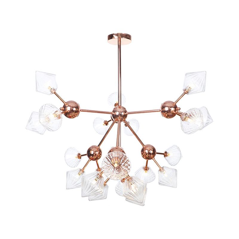 Farmhouse Style Diamond Chandelier: Amber/Clear Glass Multiple Light Options 13’/27.5’/34’ Wide