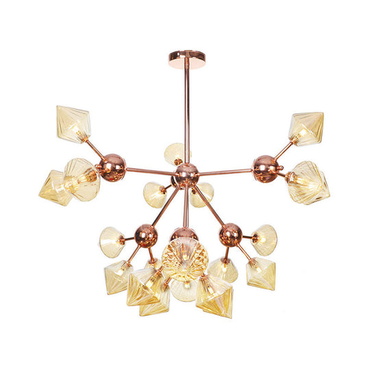 Farmhouse Style Diamond Chandelier: Amber/Clear Glass Multiple Light Options 13’/27.5’/34’ Wide
