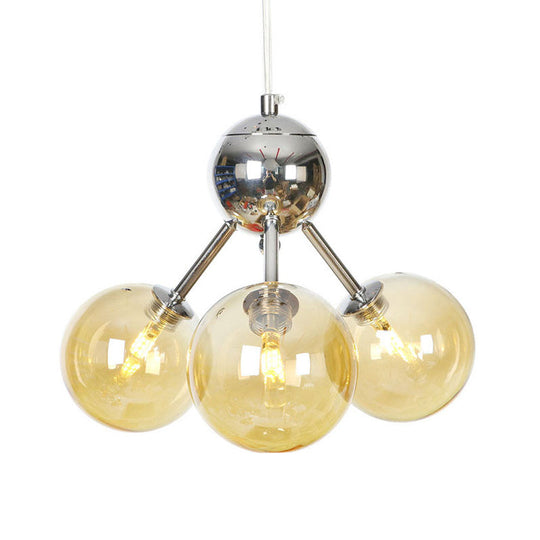 Industrial Style Hanging Chandelier Light - 13’/27.5’/34’ W Orbit Shade Amber/Clear/Smoke