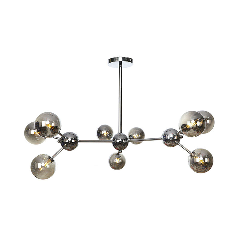 Industrial Style Hanging Chandelier Light - 13’/27.5’/34’ W Orbit Shade Amber/Clear/Smoke